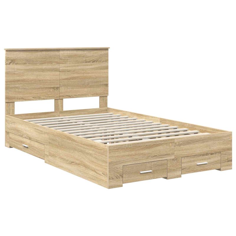 Casa si Gradina - Mobilier - Paturi si accesorii - Paturi - Cadru de pat cu sertar Stejar Sonoma 135 x 190 cm Lemn compozit - Infinity.ro