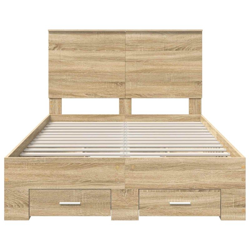 Casa si Gradina - Mobilier - Paturi si accesorii - Paturi - Cadru de pat cu sertar Stejar Sonoma 135 x 190 cm Lemn compozit - Infinity.ro