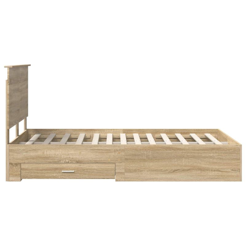 Casa si Gradina - Mobilier - Paturi si accesorii - Paturi - Cadru de pat cu sertar Stejar Sonoma 135 x 190 cm Lemn compozit - Infinity.ro