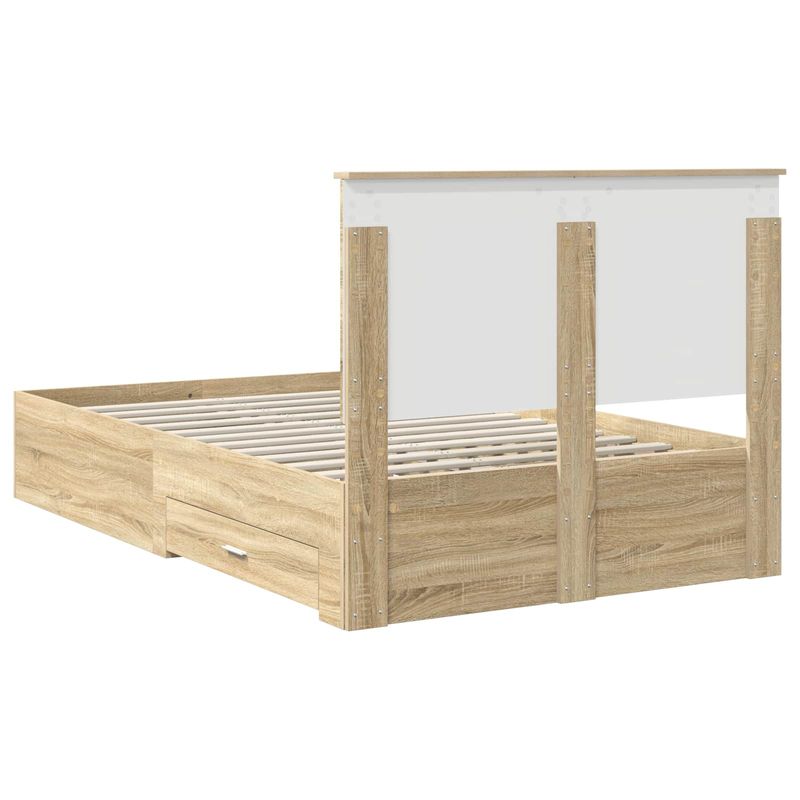 Casa si Gradina - Mobilier - Paturi si accesorii - Paturi - Cadru de pat cu sertar Stejar Sonoma 135 x 190 cm Lemn compozit - Infinity.ro