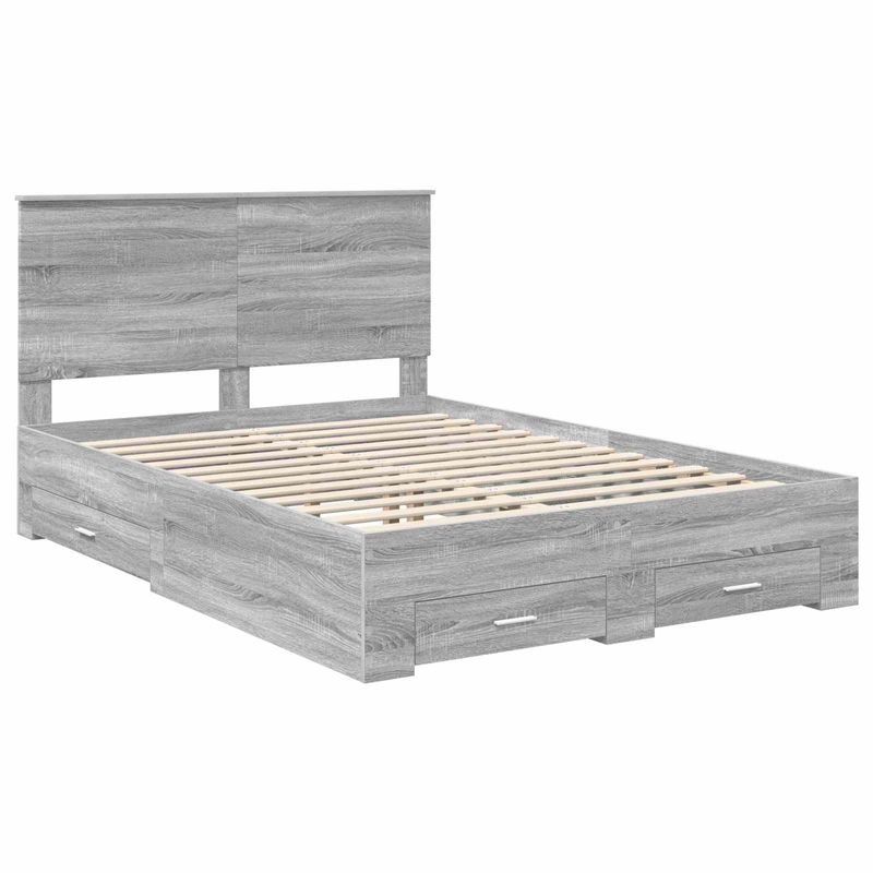 Casa si Gradina - Mobilier - Paturi si accesorii - Paturi - Cadru de pat cu headboard Gri Sonoma 160 x 200 cm Lemn compozit - Infinity.ro