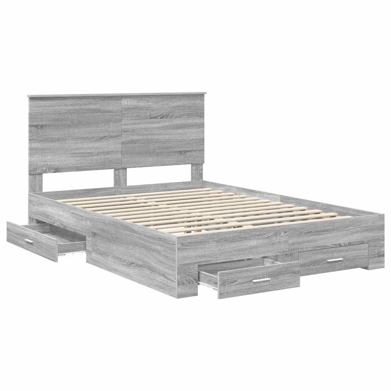 Casa si Gradina - Mobilier - Paturi si accesorii - Paturi - Cadru de pat cu headboard Gri Sonoma 160 x 200 cm Lemn compozit - Infinity.ro
