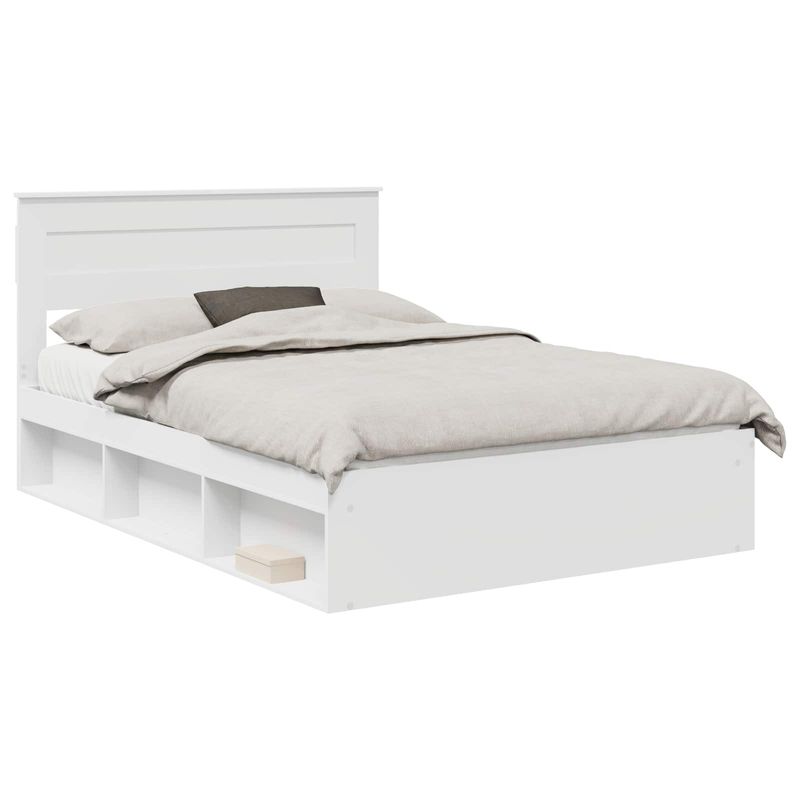 Casa si Gradina - Mobilier - Paturi si accesorii - Paturi - Cadru de pat cu headboard Alb 160 x 200 cm Lemn de pin masiv - Infinity.ro