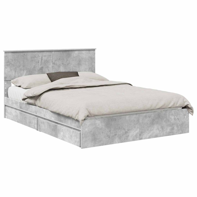 Casa si Gradina - Mobilier - Paturi si accesorii - Paturi - Pat cu storage Gri din beton 135 x 190 cm Lemn compozit - Infinity.ro
