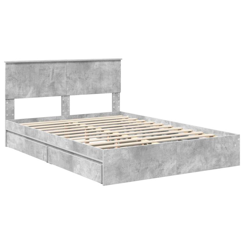 Casa si Gradina - Mobilier - Paturi si accesorii - Paturi - Pat cu storage Gri din beton 135 x 190 cm Lemn compozit - Infinity.ro
