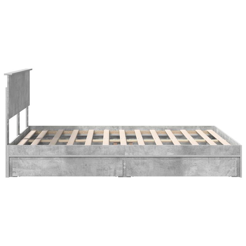 Casa si Gradina - Mobilier - Paturi si accesorii - Paturi - Pat cu storage Gri din beton 135 x 190 cm Lemn compozit - Infinity.ro