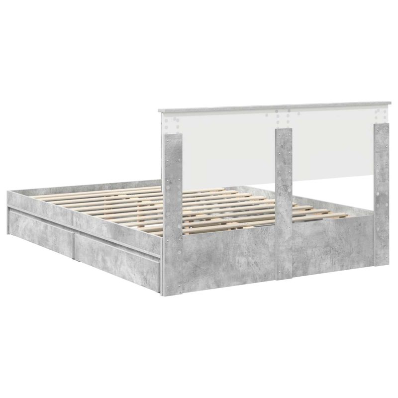 Casa si Gradina - Mobilier - Paturi si accesorii - Paturi - Pat cu storage Gri din beton 135 x 190 cm Lemn compozit - Infinity.ro