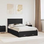 Casa si Gradina - Mobilier - Paturi si accesorii - Paturi - Cadru de pat cu headboard Negru 135 x 190 cm Lemn compozit - Infinity.ro