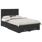 Casa si Gradina - Mobilier - Paturi si accesorii - Paturi - Cadru de pat cu headboard Negru 135 x 190 cm Lemn compozit - Infinity.ro