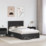 Casa si Gradina - Mobilier - Paturi si accesorii - Paturi - Cadru de pat cu headboard Negru 135 x 190 cm Lemn compozit - Infinity.ro