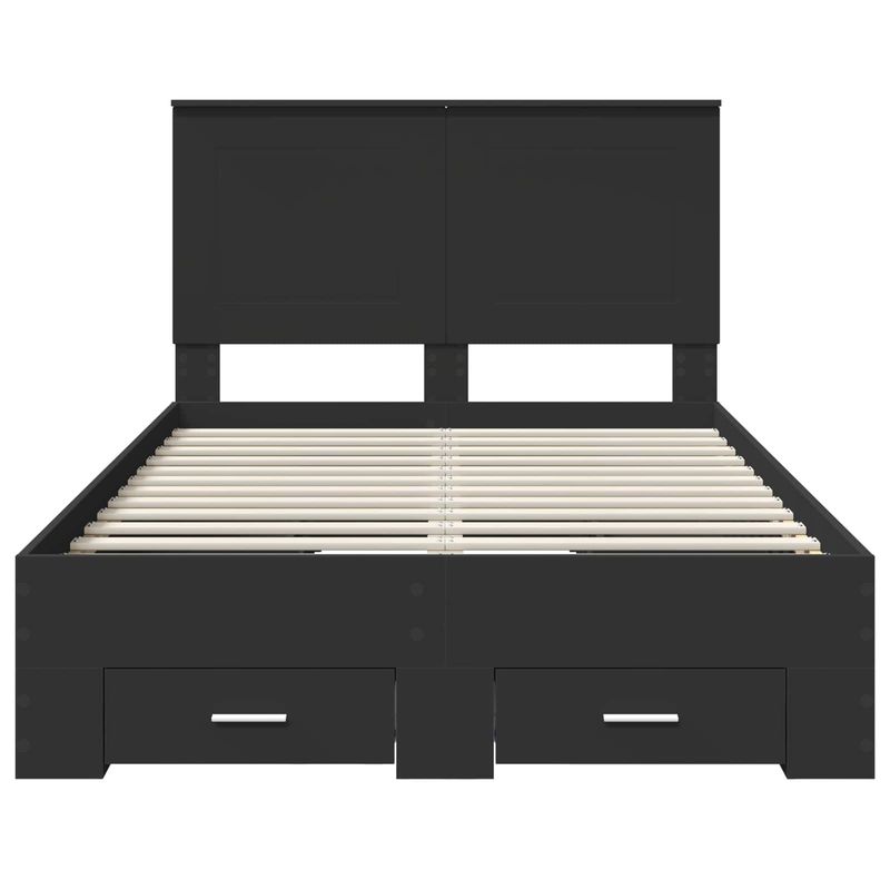 Casa si Gradina - Mobilier - Paturi si accesorii - Paturi - Cadru de pat cu headboard Negru 135 x 190 cm Lemn compozit - Infinity.ro