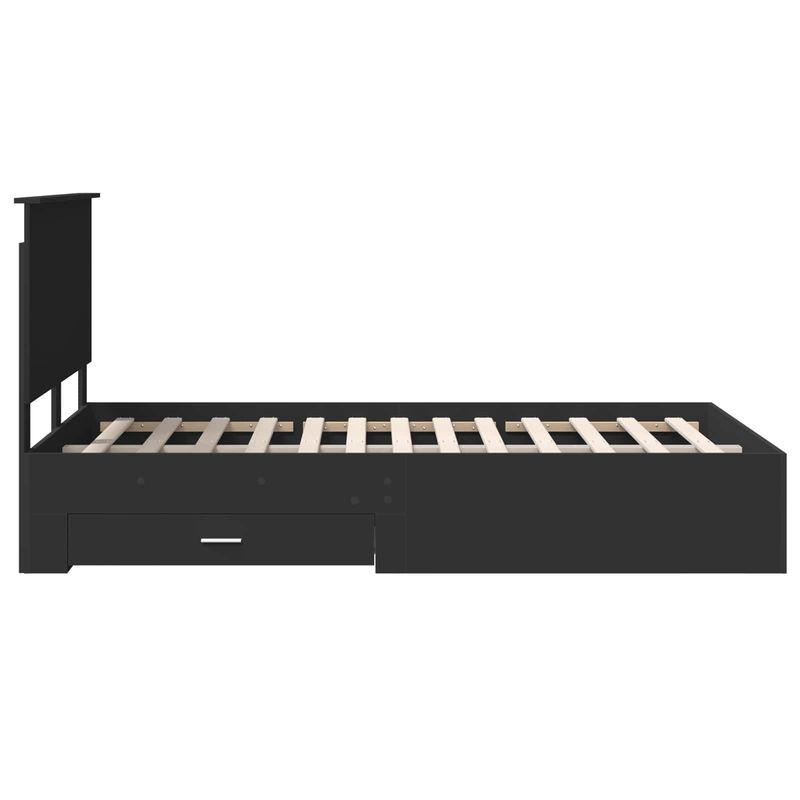 Casa si Gradina - Mobilier - Paturi si accesorii - Paturi - Cadru de pat cu headboard Negru 135 x 190 cm Lemn compozit - Infinity.ro