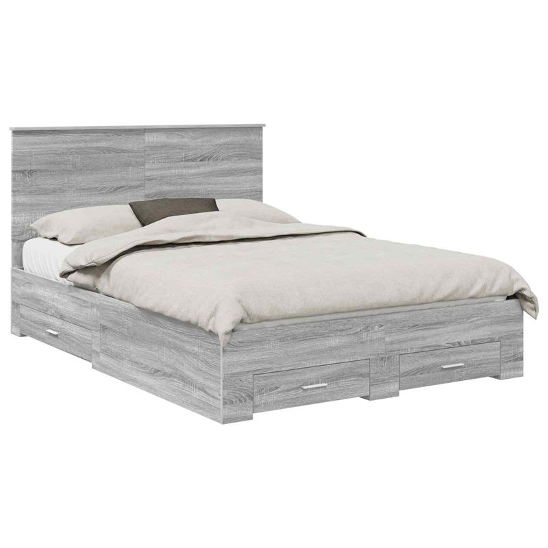 Casa si Gradina - Mobilier - Paturi si accesorii - Paturi - Cadru de pat cu headboard Gri Sonoma 140 x 190 cm Lemn compozit - Infinity.ro