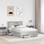 Casa si Gradina - Mobilier - Paturi si accesorii - Paturi - Cadru de pat cu sertar Gri din beton 120 x 200 cm Lemn compozit - Infinity.ro