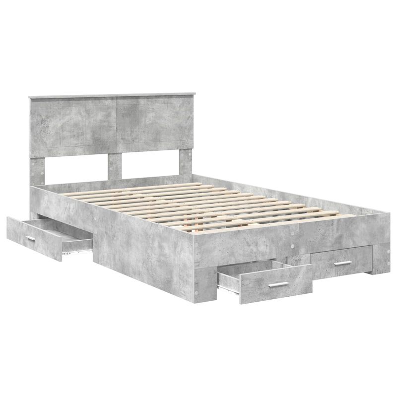 Casa si Gradina - Mobilier - Paturi si accesorii - Paturi - Cadru de pat cu sertar Gri din beton 120 x 200 cm Lemn compozit - Infinity.ro