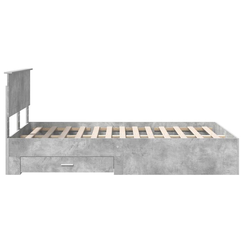Casa si Gradina - Mobilier - Paturi si accesorii - Paturi - Cadru de pat cu sertar Gri din beton 120 x 200 cm Lemn compozit - Infinity.ro