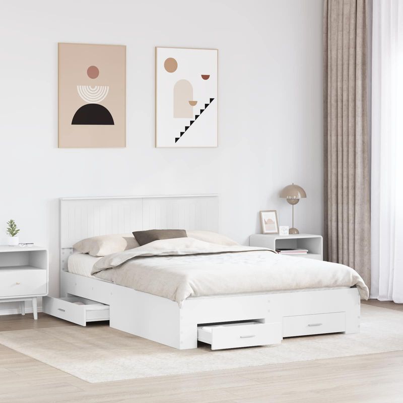 Casa si Gradina - Mobilier - Paturi si accesorii - Paturi - Cadru de pat cu headboard Alb 140 x 190 cm Lemn compozit - Infinity.ro