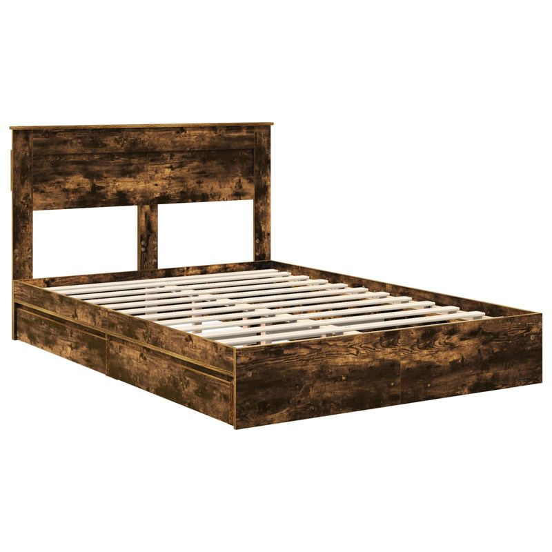 Casa si Gradina - Mobilier - Paturi si accesorii - Paturi - Pat cu storage Stejar fumuriu 160 x 200 cm Lemn compozit - Infinity.ro