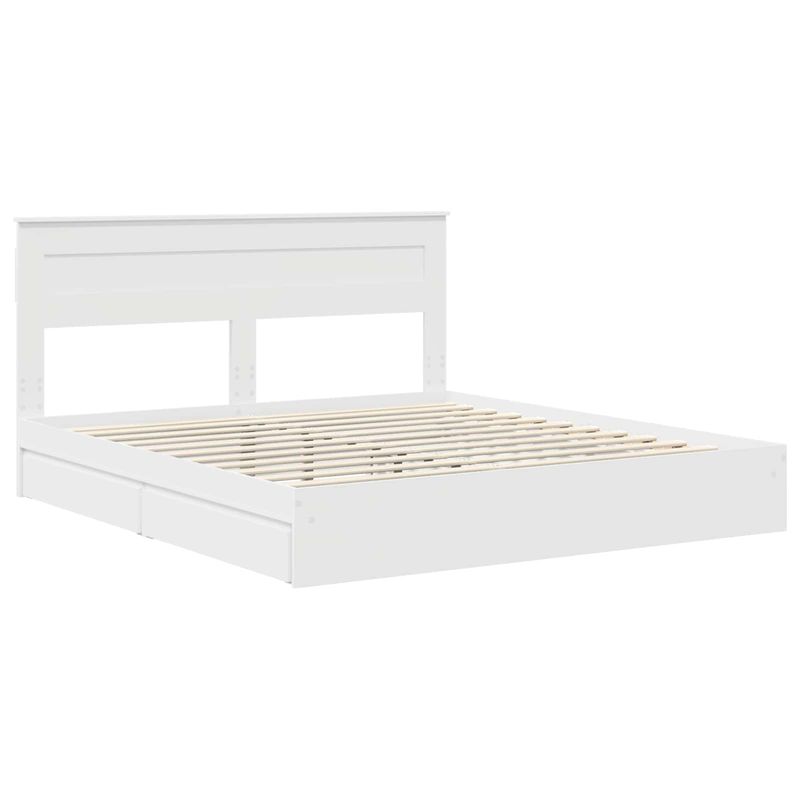 Casa si Gradina - Mobilier - Paturi si accesorii - Paturi - Pat cu storage cu headboard Alb 180 x 200 cm Lemn compozit - Infinity.ro