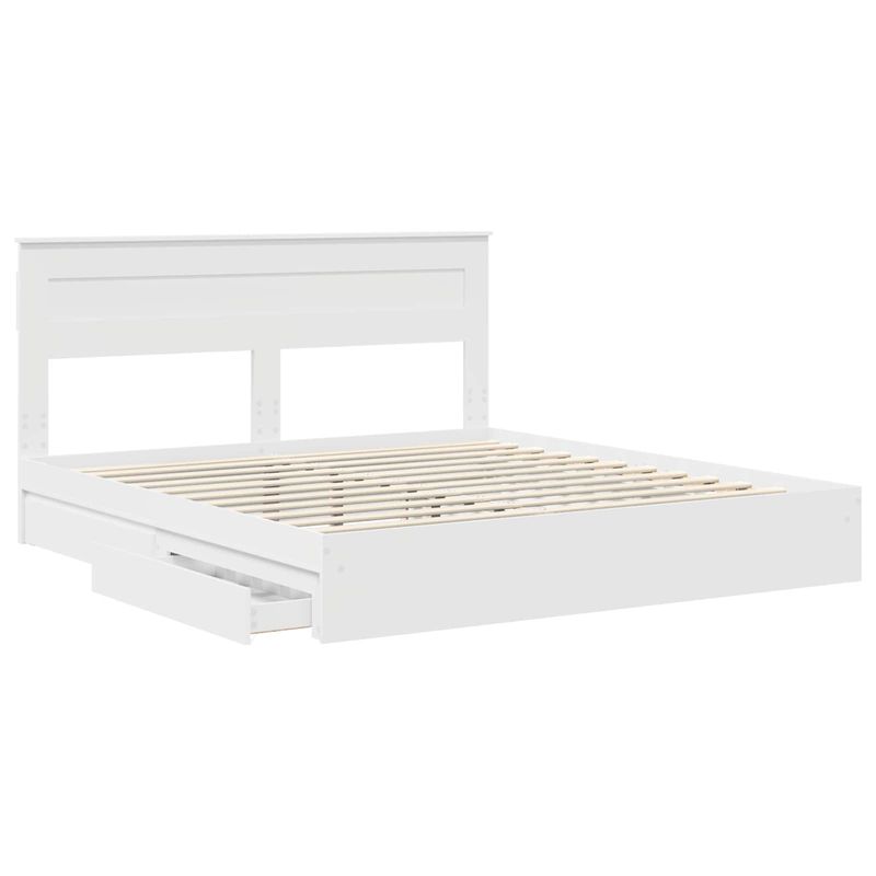 Casa si Gradina - Mobilier - Paturi si accesorii - Paturi - Pat cu storage cu headboard Alb 180 x 200 cm Lemn compozit - Infinity.ro