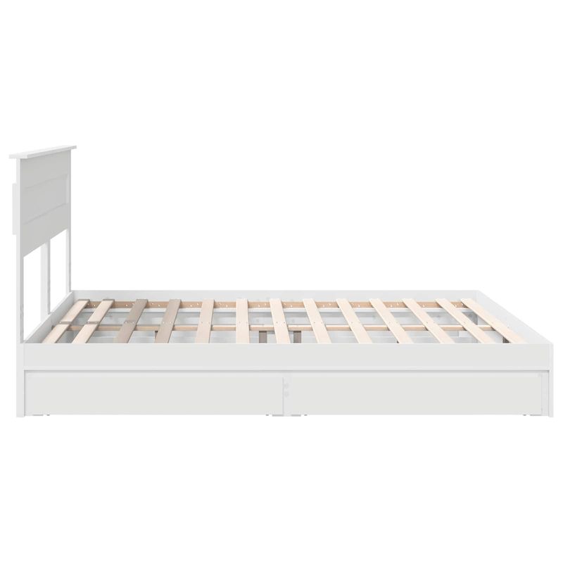 Casa si Gradina - Mobilier - Paturi si accesorii - Paturi - Pat cu storage cu headboard Alb 180 x 200 cm Lemn compozit - Infinity.ro