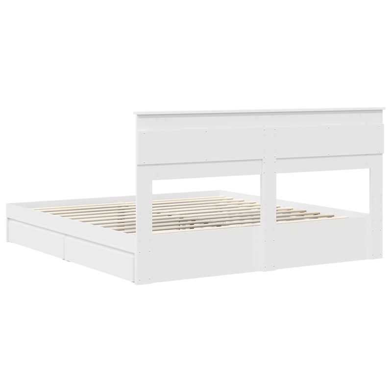 Casa si Gradina - Mobilier - Paturi si accesorii - Paturi - Pat cu storage cu headboard Alb 180 x 200 cm Lemn compozit - Infinity.ro