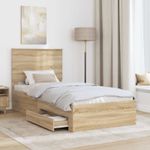 Casa si Gradina - Mobilier - Paturi si accesorii - Paturi - Cadru de pat cu sertar Stejar Sonoma 90 x 190 cm Lemn compozit - Infinity.ro