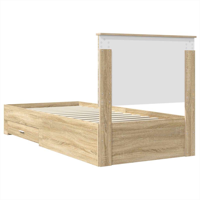 Casa si Gradina - Mobilier - Paturi si accesorii - Paturi - Cadru de pat cu sertar Stejar Sonoma 90 x 190 cm Lemn compozit - Infinity.ro