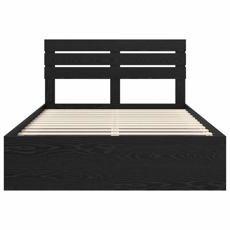 Casa si Gradina - Mobilier - Paturi si accesorii - Paturi - Cadru de pat cu headboard Negru 150 x 200 cm Lemn de pin masiv - Infinity.ro