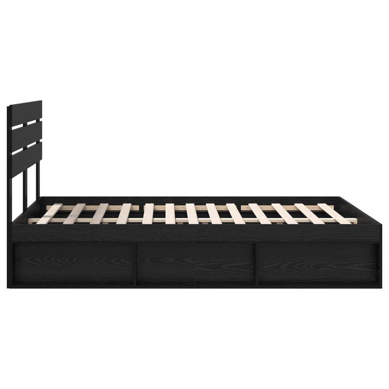 Casa si Gradina - Mobilier - Paturi si accesorii - Paturi - Cadru de pat cu headboard Negru 150 x 200 cm Lemn de pin masiv - Infinity.ro