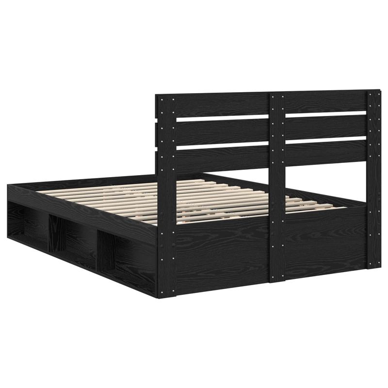 Casa si Gradina - Mobilier - Paturi si accesorii - Paturi - Cadru de pat cu headboard Negru 150 x 200 cm Lemn de pin masiv - Infinity.ro