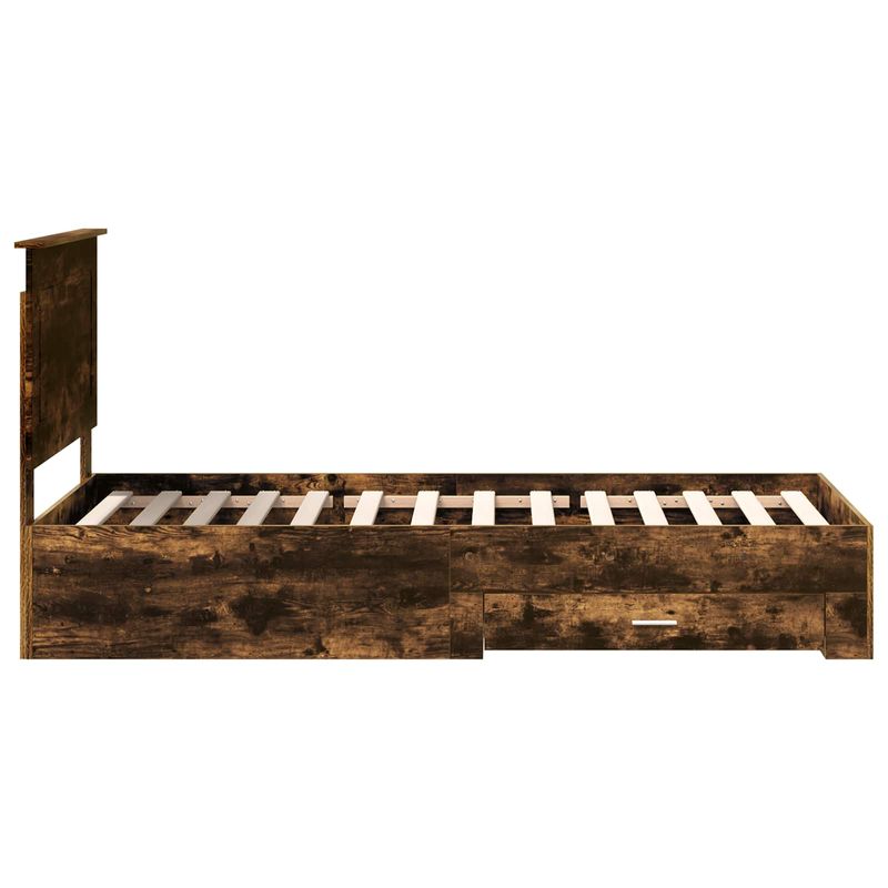 Casa si Gradina - Mobilier - Paturi si accesorii - Paturi - Cadru de pat cu sertar Stejar fumuriu 90 x 190 cm Lemn compozit - Infinity.ro