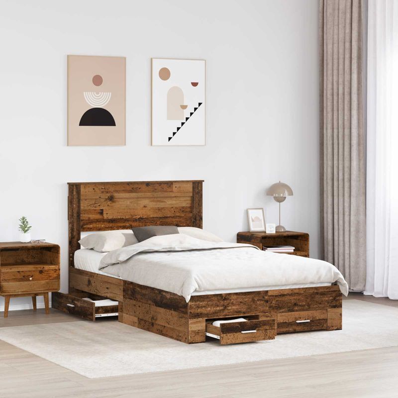 Casa si Gradina - Mobilier - Paturi si accesorii - Paturi - Cadru de pat cu headboard Lemn vechi 120 x 190 cm Lemn compozit - Infinity.ro