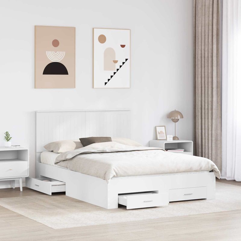 Casa si Gradina - Mobilier - Paturi si accesorii - Paturi - Cadru de pat cu headboard Alb 140 x 190 cm Lemn compozit - Infinity.ro