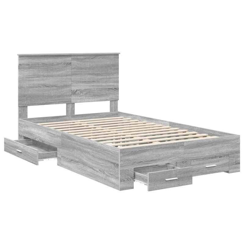 Casa si Gradina - Mobilier - Paturi si accesorii - Paturi - Cadru de pat cu headboard Gri Sonoma 120 x 190 cm Lemn compozit - Infinity.ro