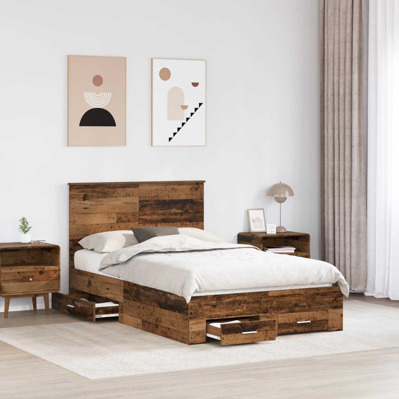 Casa si Gradina - Mobilier - Paturi si accesorii - Paturi - Cadru de pat cu headboard Lemn vechi 120 x 190 cm Lemn compozit - Infinity.ro