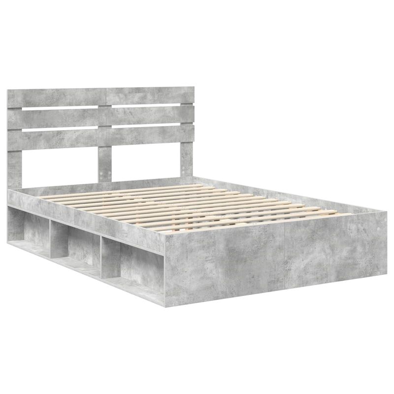 Casa si Gradina - Mobilier - Paturi si accesorii - Paturi - Cadru de pat cu headboard Beton 140 x 190 cm Lemn de pin masiv - Infinity.ro