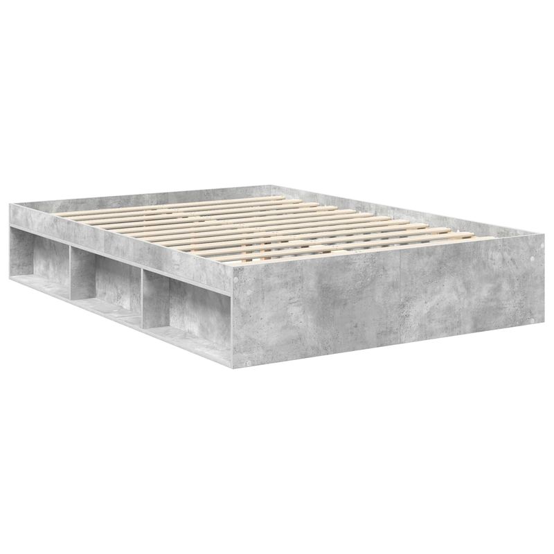Casa si Gradina - Mobilier - Paturi si accesorii - Paturi - Cadru de pat cu headboard Beton 140 x 190 cm Lemn de pin masiv - Infinity.ro