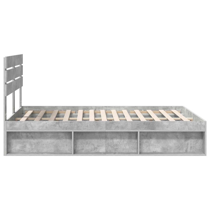 Casa si Gradina - Mobilier - Paturi si accesorii - Paturi - Cadru de pat cu headboard Beton 140 x 190 cm Lemn de pin masiv - Infinity.ro