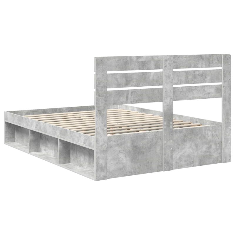 Casa si Gradina - Mobilier - Paturi si accesorii - Paturi - Cadru de pat cu headboard Beton 140 x 190 cm Lemn de pin masiv - Infinity.ro
