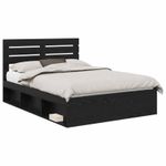 Casa si Gradina - Mobilier - Paturi si accesorii - Paturi - Cadru de pat cu headboard Negru 160 x 200 cm Lemn de pin masiv - Infinity.ro