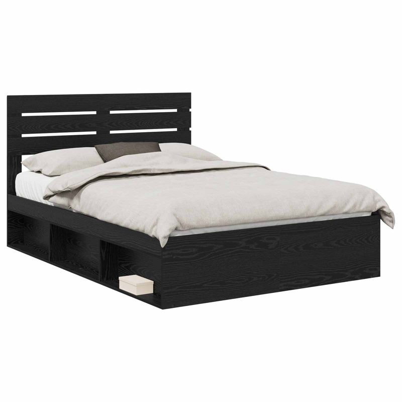 Casa si Gradina - Mobilier - Paturi si accesorii - Paturi - Cadru de pat cu headboard Negru 160 x 200 cm Lemn de pin masiv - Infinity.ro