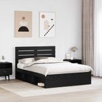 Casa si Gradina - Mobilier - Paturi si accesorii - Paturi - Cadru de pat cu headboard Negru 160 x 200 cm Lemn de pin masiv - Infinity.ro