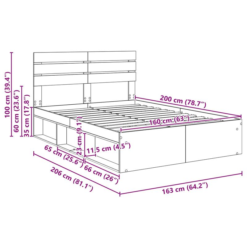 Casa si Gradina - Mobilier - Paturi si accesorii - Paturi - Cadru de pat cu headboard Negru 160 x 200 cm Lemn de pin masiv - Infinity.ro