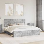Casa si Gradina - Mobilier - Paturi si accesorii - Paturi - Cadru de pat cu headboard Beton 180 x 200 cm Lemn de pin masiv - Infinity.ro