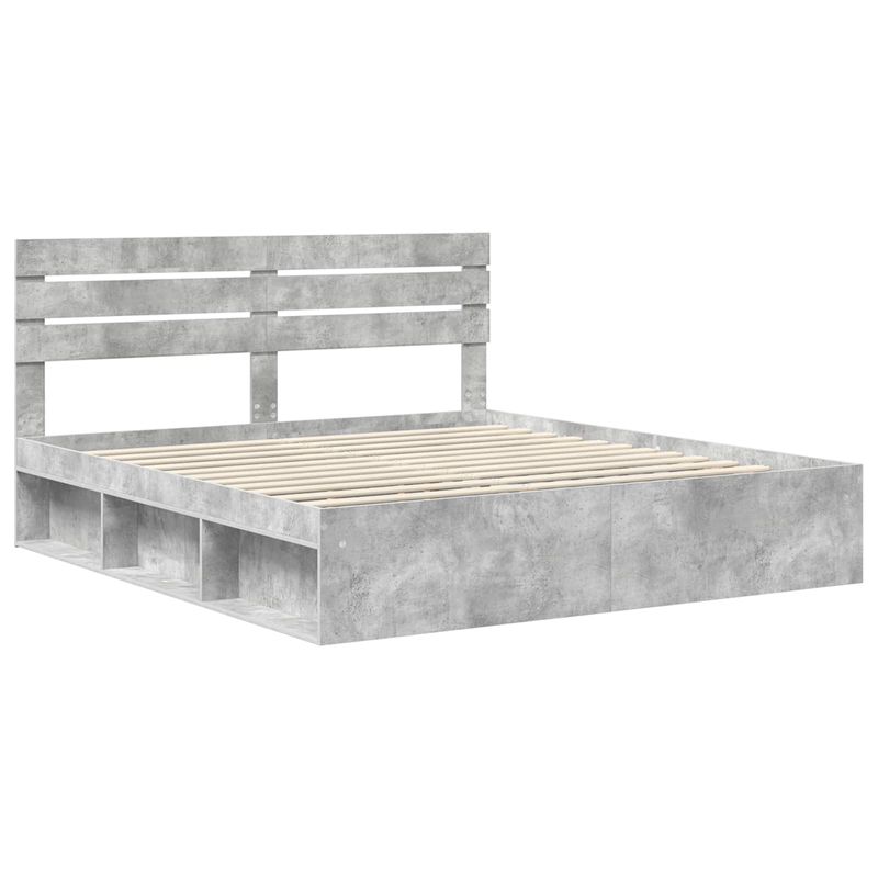 Casa si Gradina - Mobilier - Paturi si accesorii - Paturi - Cadru de pat cu headboard Beton 180 x 200 cm Lemn de pin masiv - Infinity.ro
