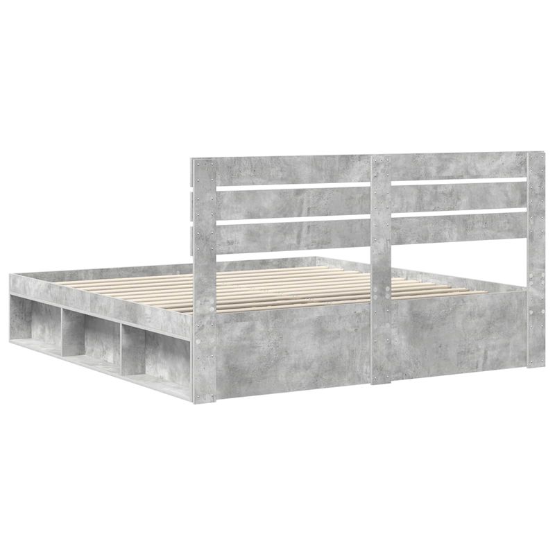 Casa si Gradina - Mobilier - Paturi si accesorii - Paturi - Cadru de pat cu headboard Beton 180 x 200 cm Lemn de pin masiv - Infinity.ro