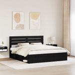 Casa si Gradina - Mobilier - Paturi si accesorii - Paturi - Cadru de pat cu headboard Negru 200 x 200 cm Lemn de pin masiv - Infinity.ro