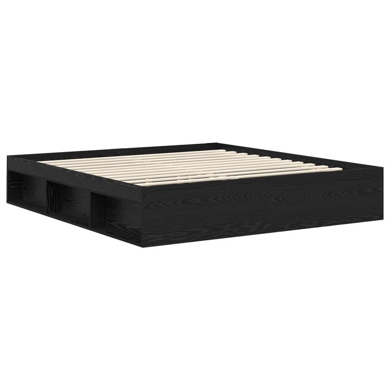 Casa si Gradina - Mobilier - Paturi si accesorii - Paturi - Cadru de pat cu headboard Negru 200 x 200 cm Lemn de pin masiv - Infinity.ro