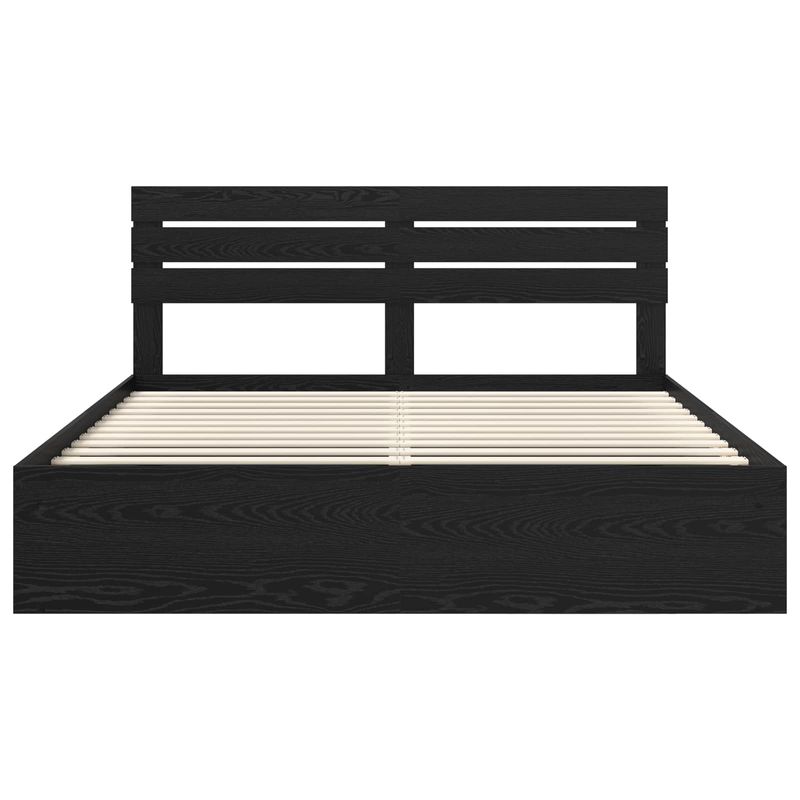Casa si Gradina - Mobilier - Paturi si accesorii - Paturi - Cadru de pat cu headboard Negru 200 x 200 cm Lemn de pin masiv - Infinity.ro